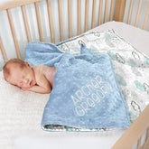 Lofaris Drawing Blue White Clouds Starry Minky Baby Blanket